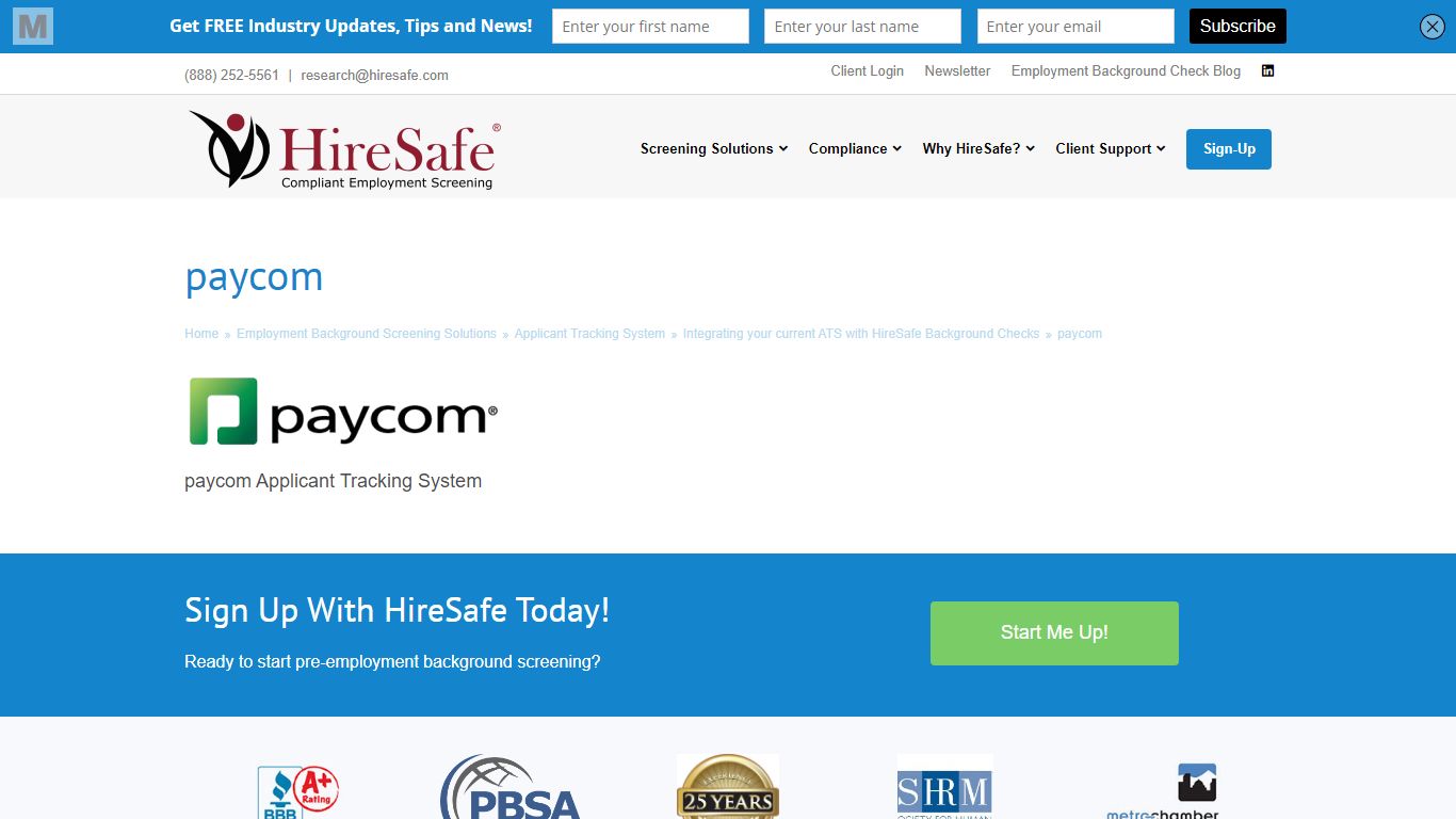 paycom | Pre Employment Background Checks by HireSafe